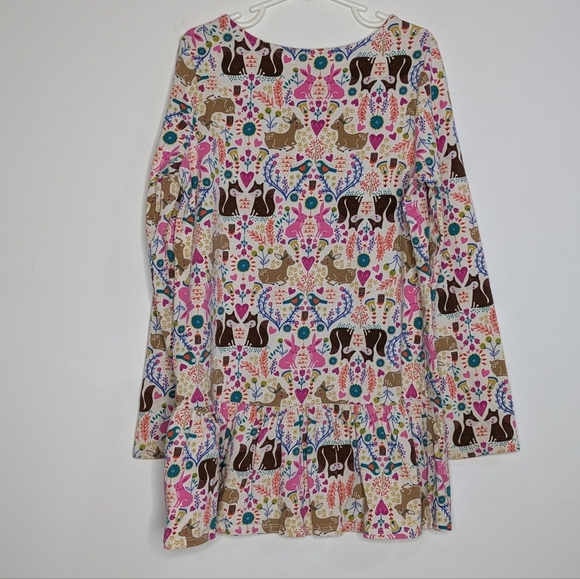 ✨3/$15 Lands' End Colorful Forest Animal Floral Print Dress 7/8 - Picture 4 of 6